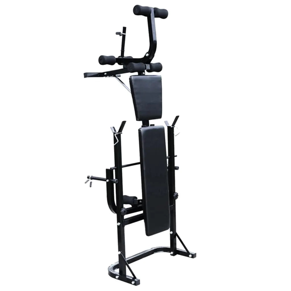 Panca-Sgabello Multifunzione con Bilanciere e Set di Manubri 30,5 kg