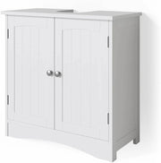Mobile sottolavabo per bagno Bianco, Bianco, 60 x 60 cm, con ritaglio per sifone e spazio di stoccaggio per l’organizzazione del bagno