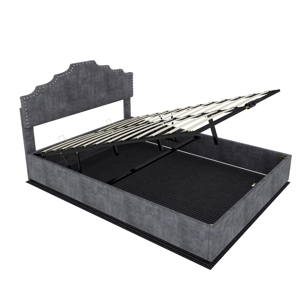 letto moderno in tessuto e metallo grigio 160 x 200 cm
