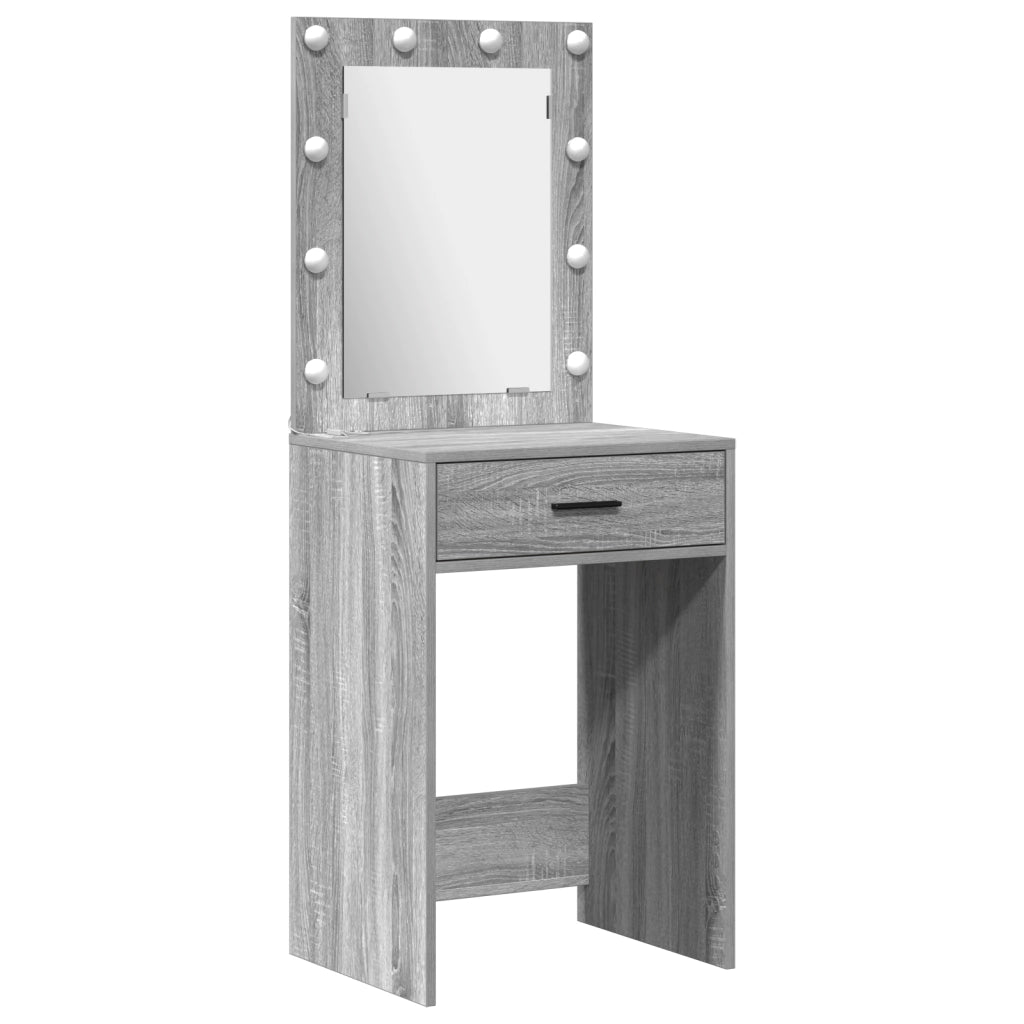 Set di Tavolo da Trucco a 2 Pezzi con LED Grigio in Legno Ingegnerizzato di Sonoma