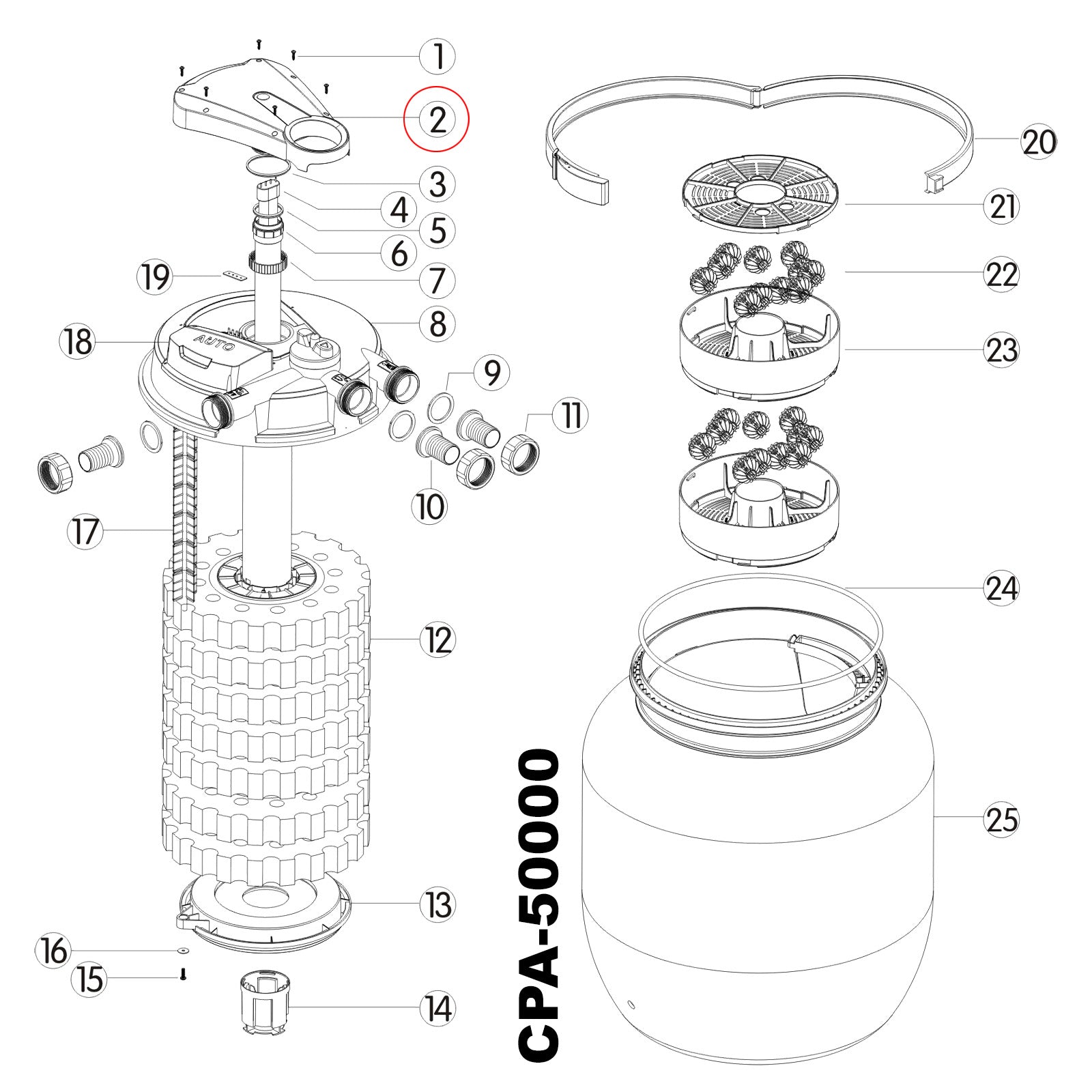 Pezzo di ricambio per filtro a pressione CPA-30000 Unità UVC di collegamento