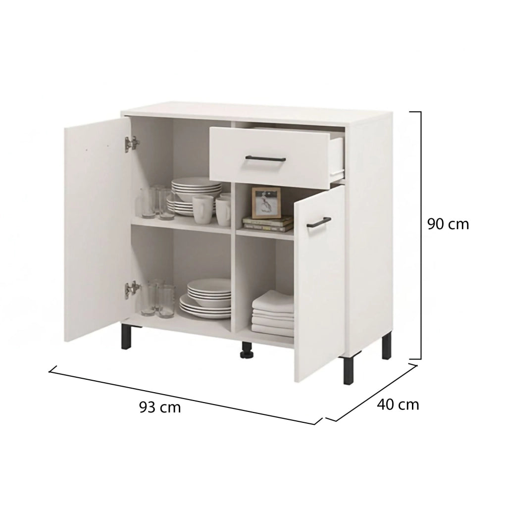 Madia Laerruu, Credenza un Cassetto, 93x40x90h cm Bianco Crema