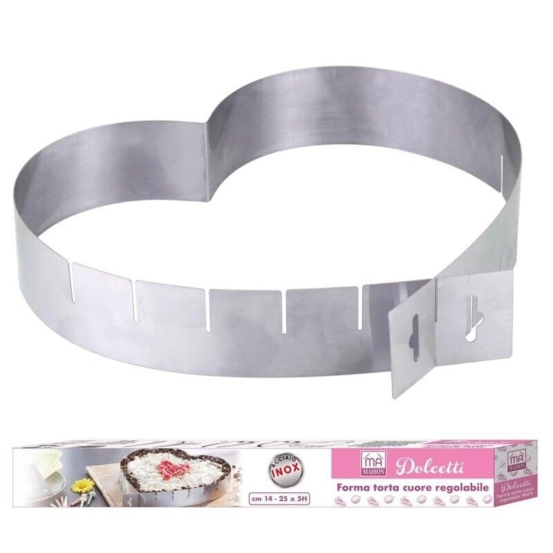 FORMA TORTA A CUORE REGOLABILE IN ACCIAIO INOX