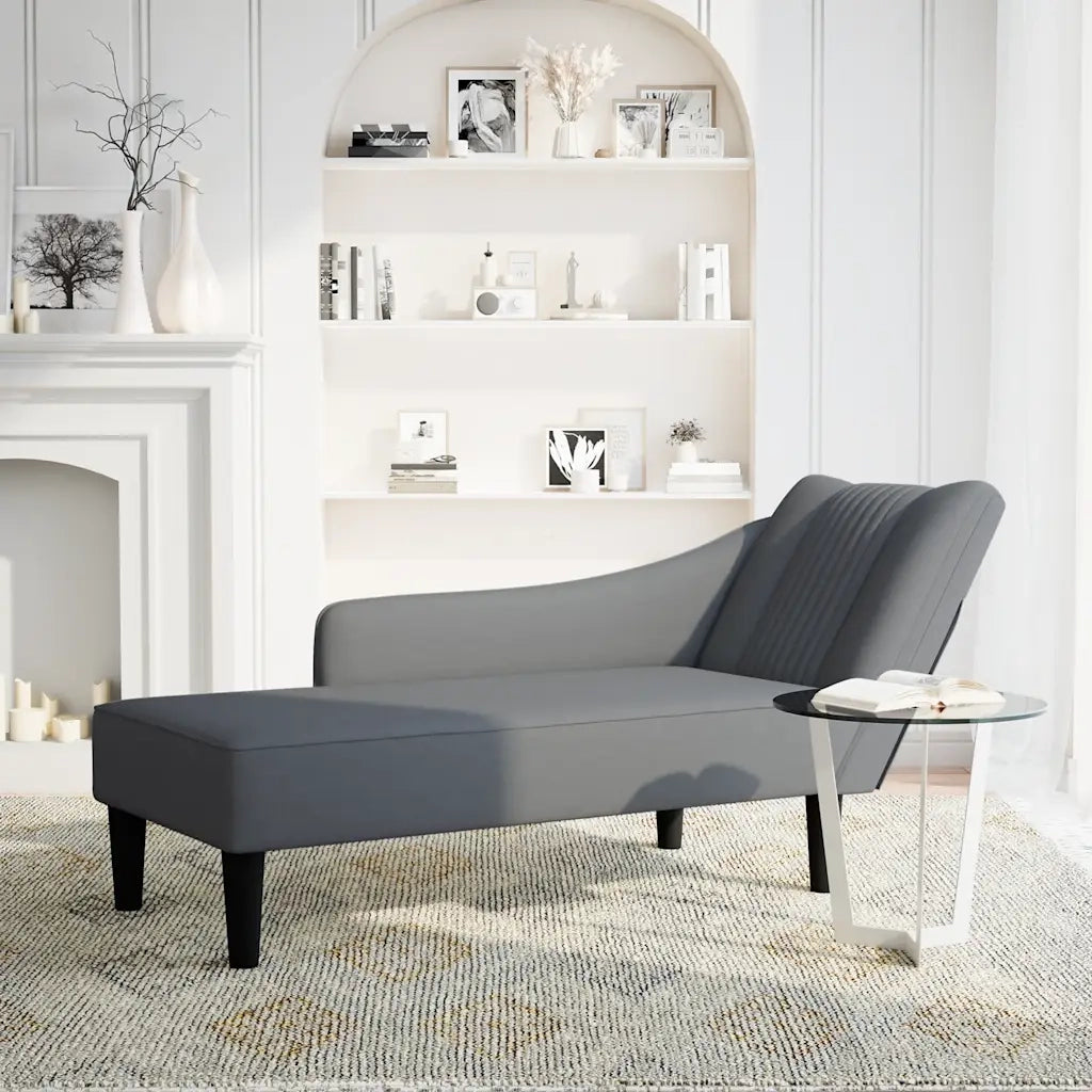 Sdraio con Bracciolo Destro in Velluto Grigio Scuro CFW1813914
