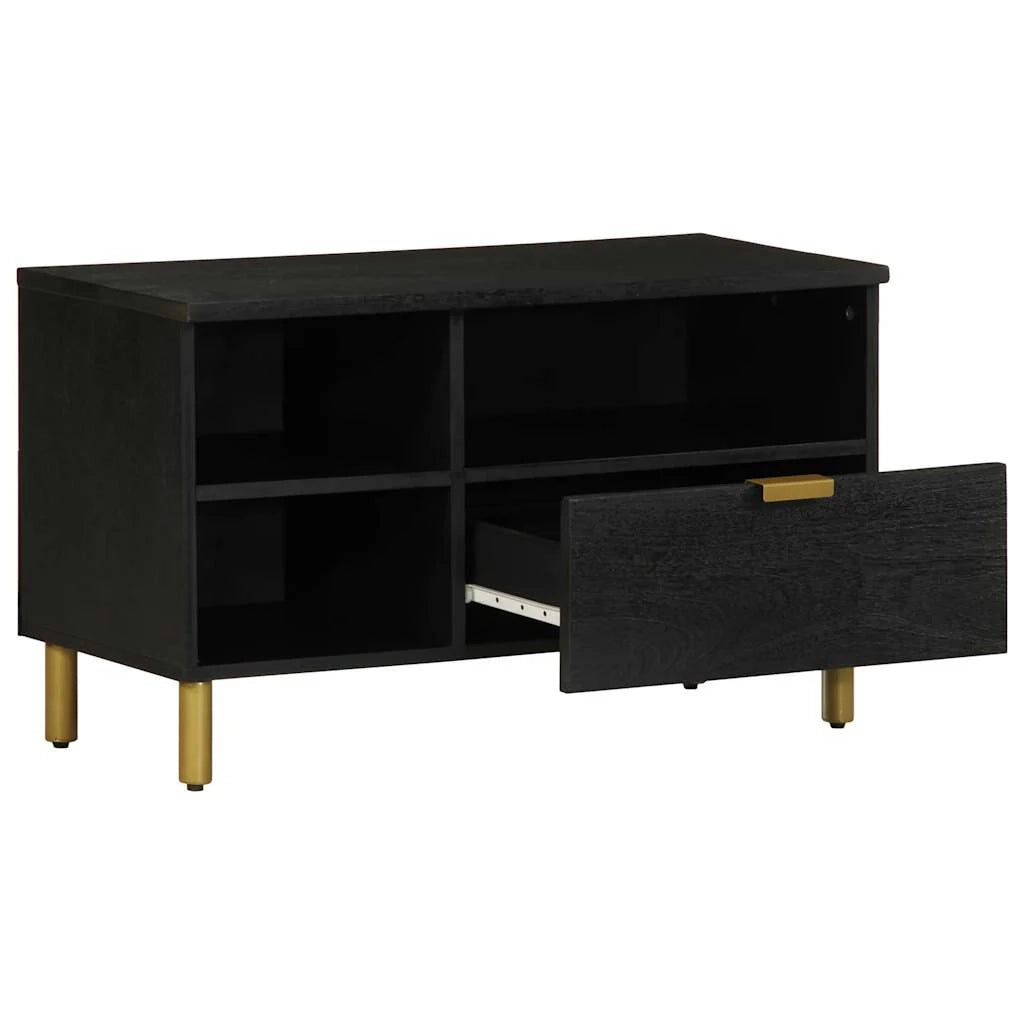 Mobile porta TV con ampio spazio di archiviazione design industriale soggiorno 80 x 33 x 46 cm legno ingegnerizzato nero 02_0057720