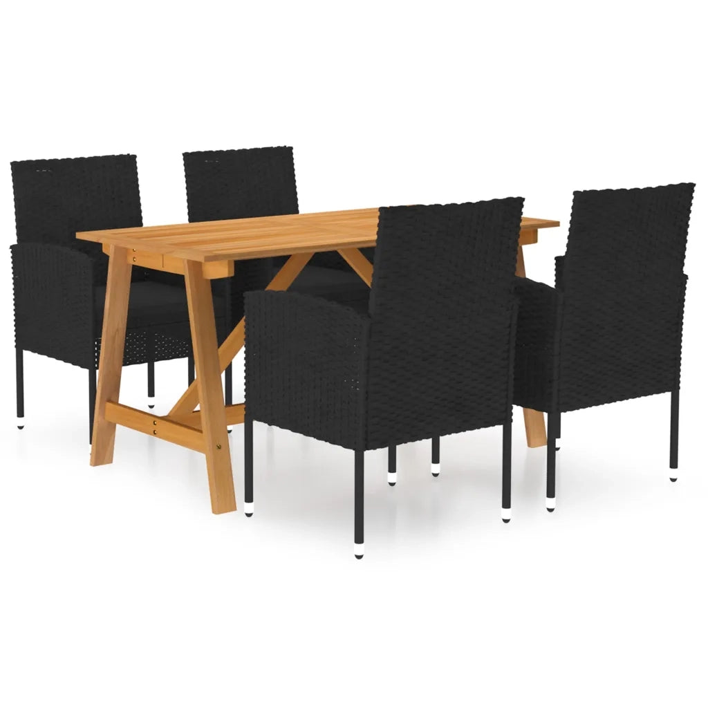 Set Mobili da Pranzo per Giardino 5 pz Nero cod mxl 49253