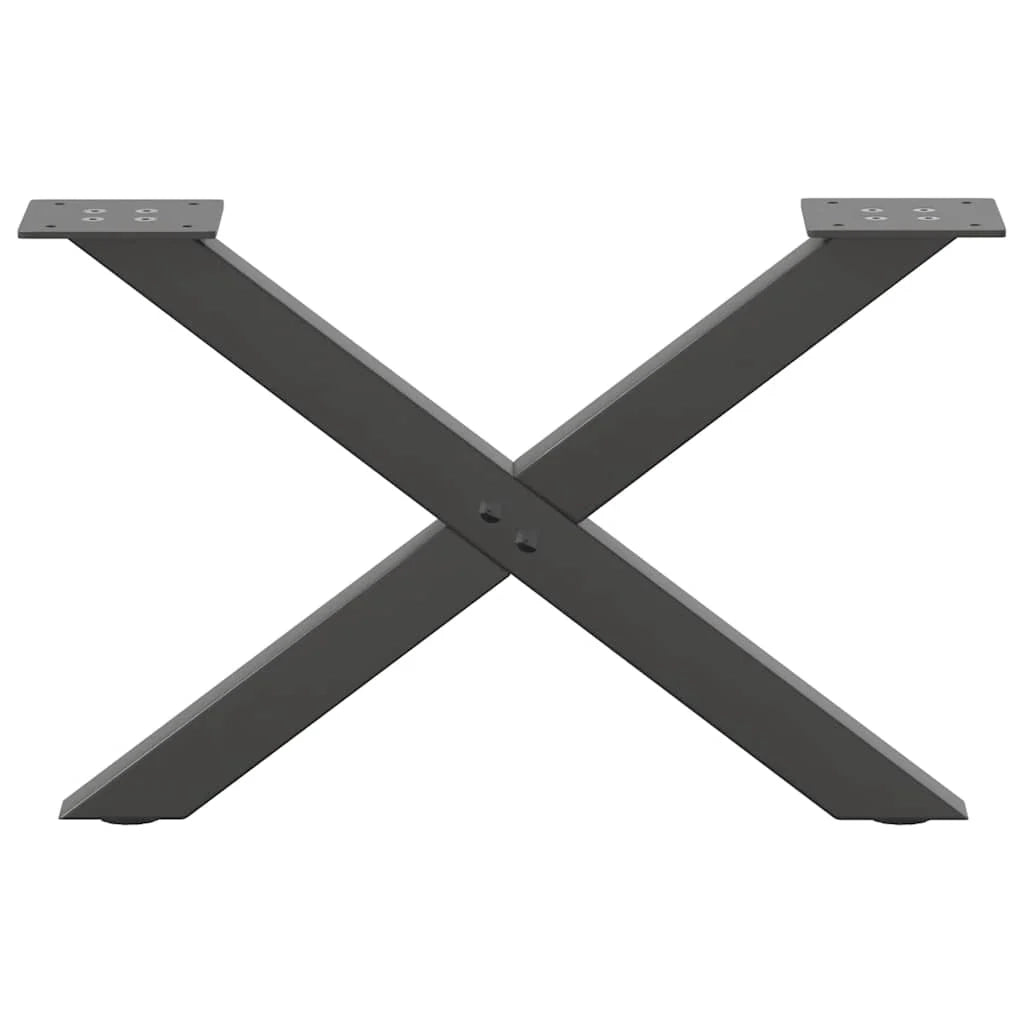 Set di 2 gambe per tavolino a forma di X 50 x 30 cm con piedini regolabili stile moderno acciaio antracite 02_0057153