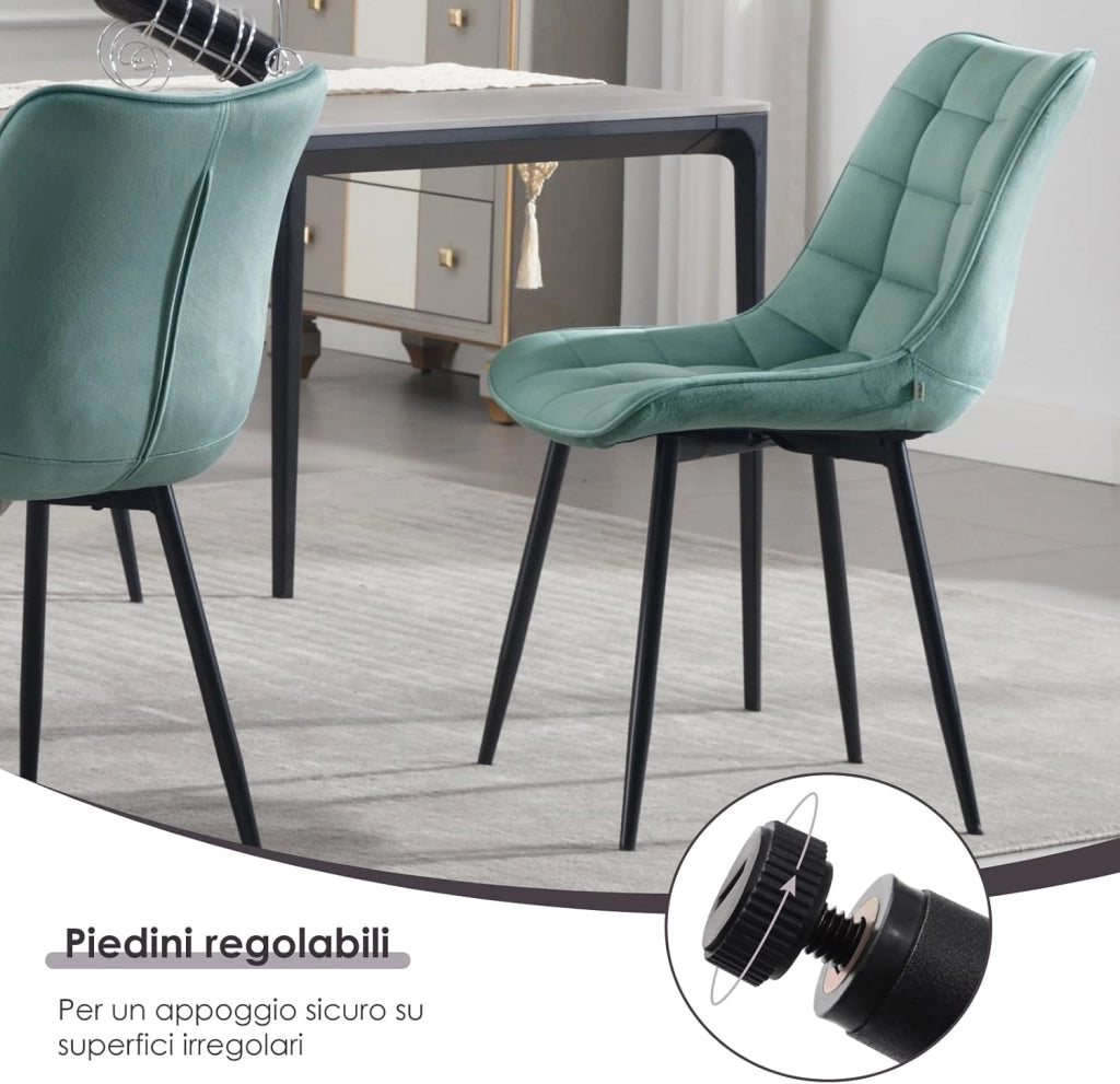 Sedie da Pranzo con Schienale senza Braccioli Sgabello in Velluto per Cucina Turchese BH142ts-8