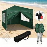 Gazebo pieghevole 3x3 m verde con pareti laterali e borsa