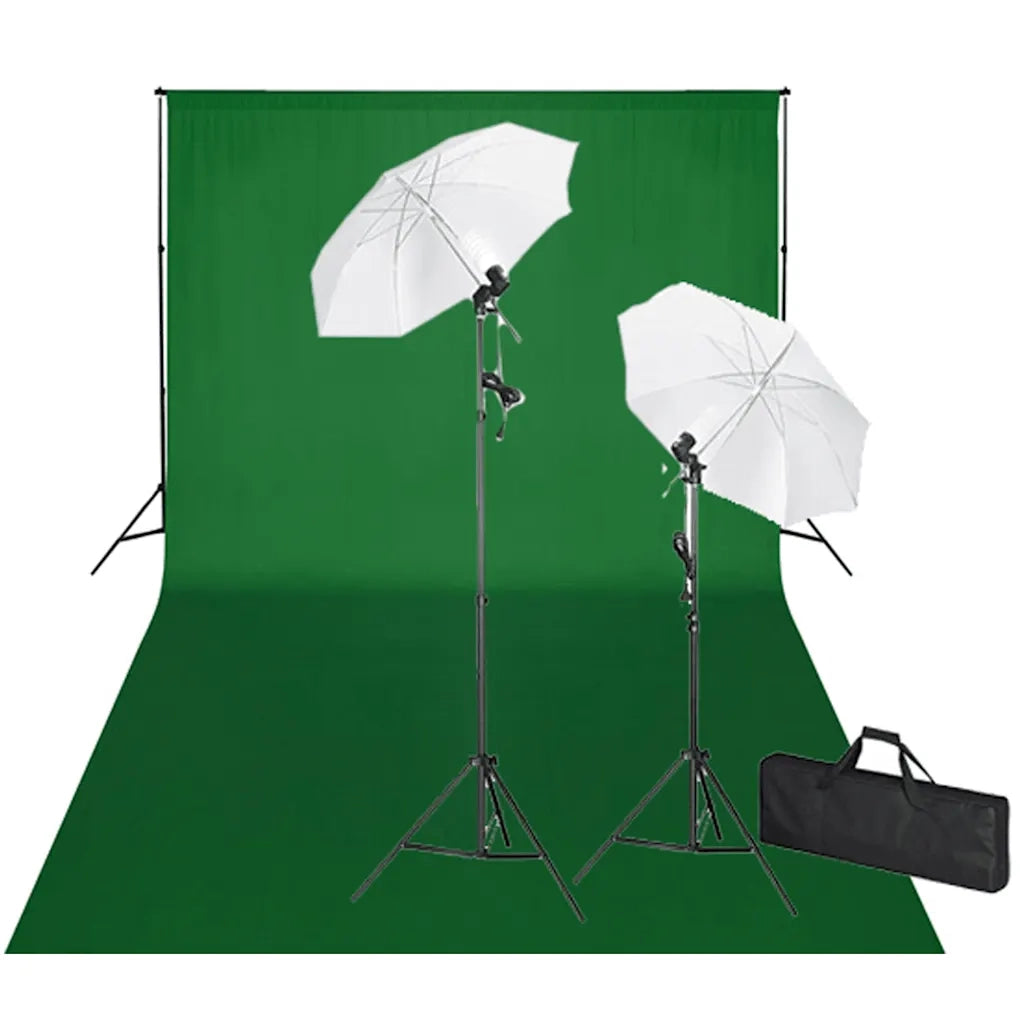 Set Studio Fotografico Fondale Verde 600x300 cm e Luci 160178