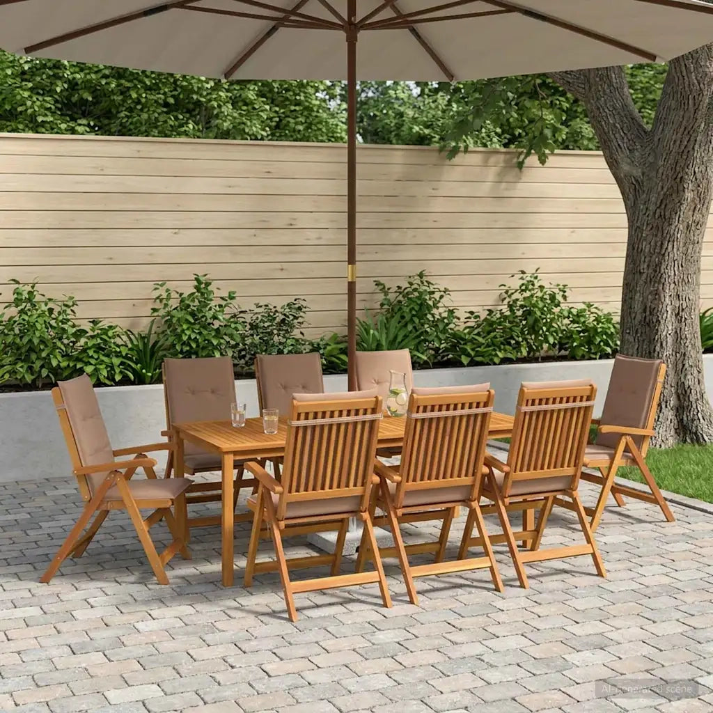 Set da pranzo da giardino da 9 pezzi Naturale 3434587