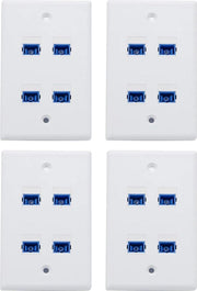 Pannello di connessione a fibra ottica per parete con adattatore SC per fibra monomodale e multimodale (simplex) confezione da 4 pezzi - Configurazione a 4 porte