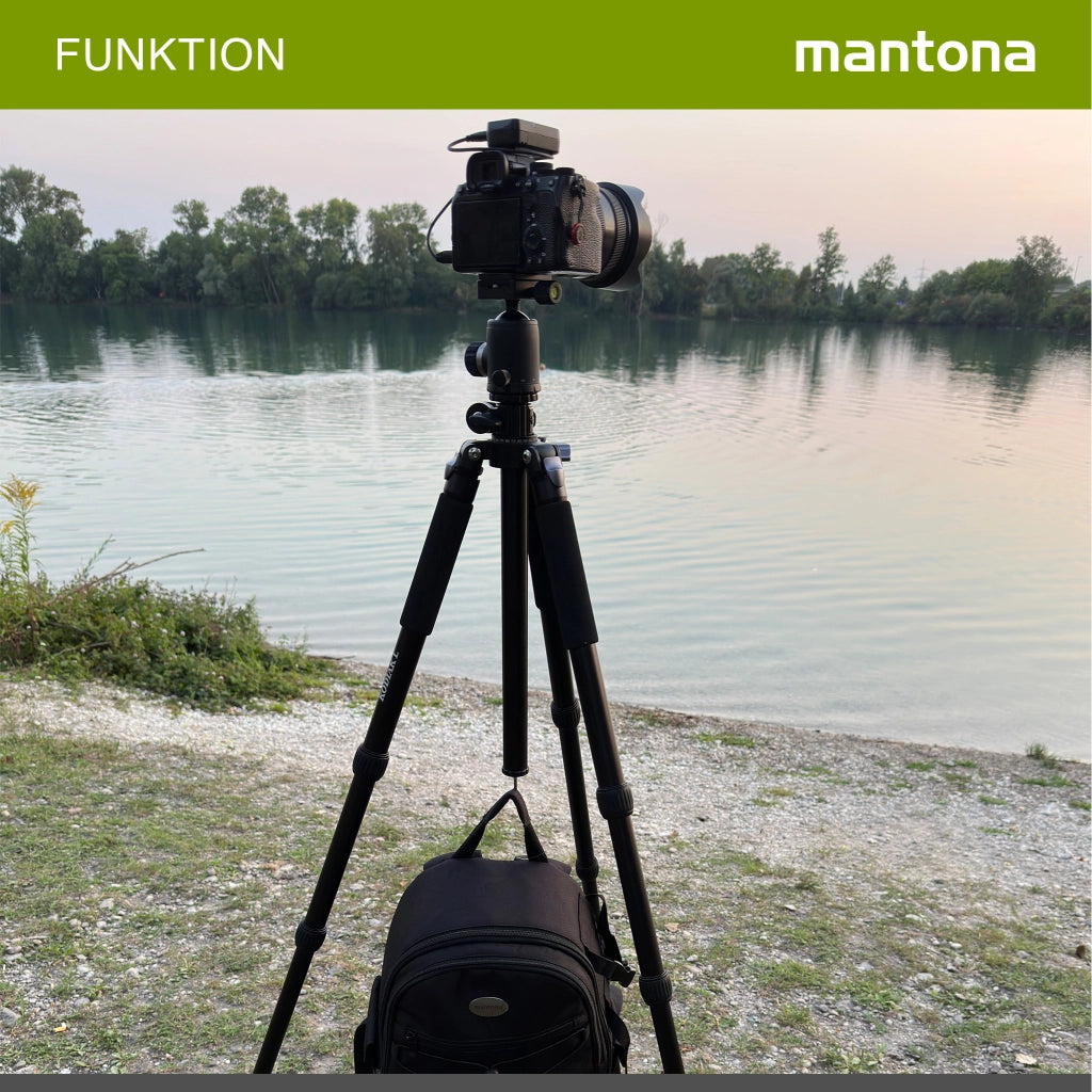 Mantona Kodiak L Treppiede fotografico in alluminio, stabile treppiede fotografico professionale senza testa a sfera, seconda colonna centrale corta, per paesaggio, architettura e astrofotografia