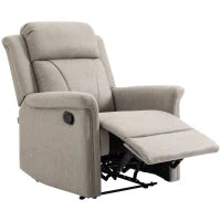 Poltrona Reclinabile Manualmente 135° con Poggiapiedi, Poggiatesta e Braccioli Imbottiti, 78x96x102 cm, Grigio
