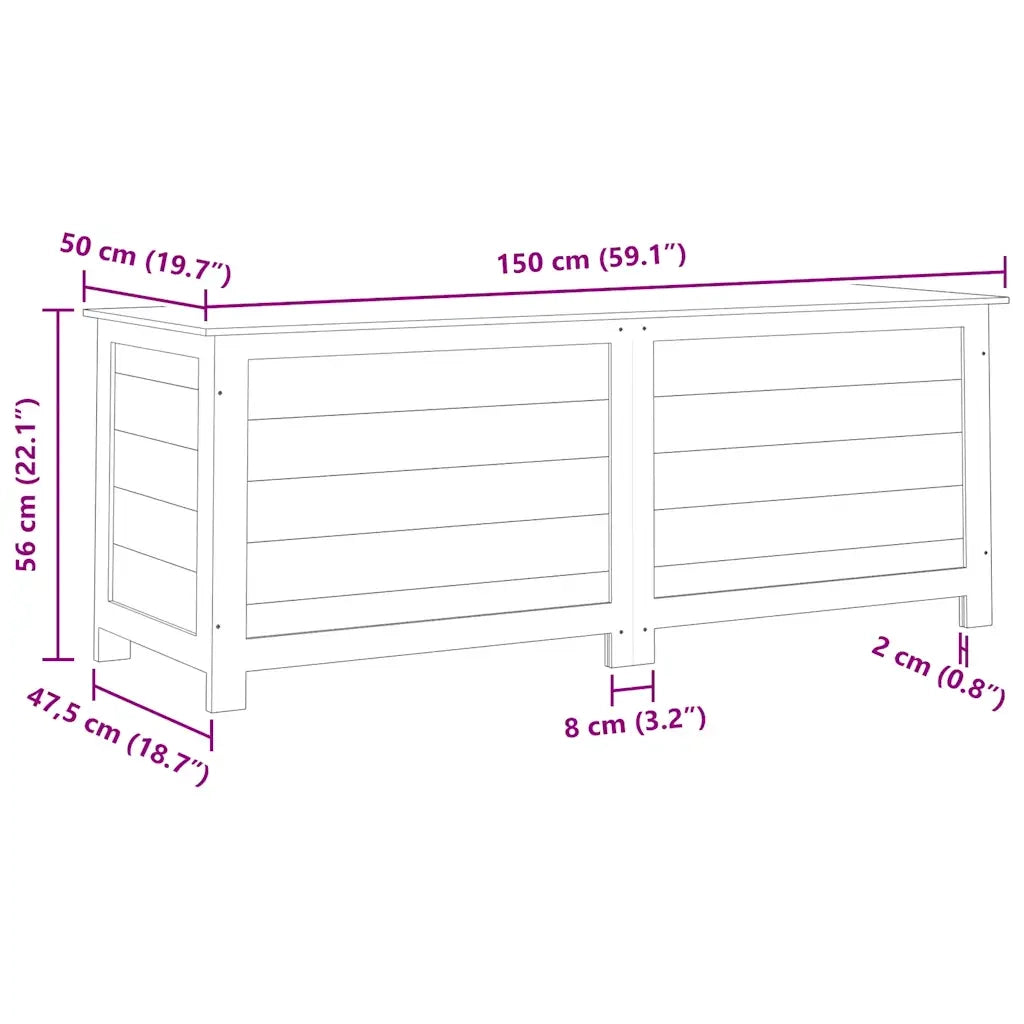 Scatola Cuscini Antracite 150x50x56 cm Legno Massello di Abete 152172