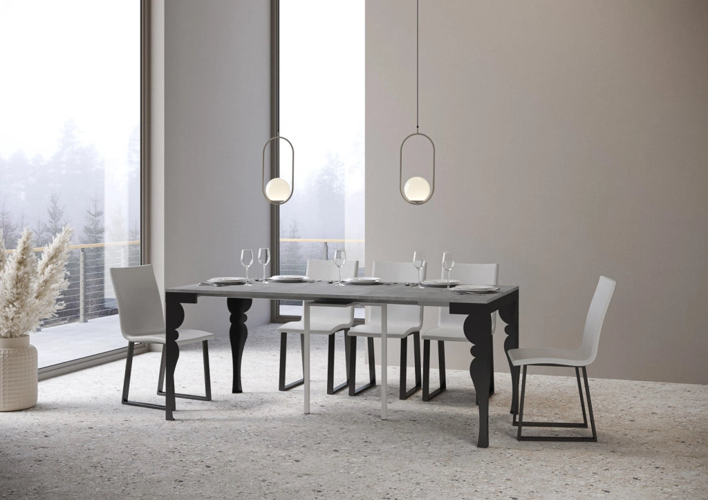 Consolle allungabile 90x40/300 cm Paxor Evolution Bianco Frassino telaio Antracite