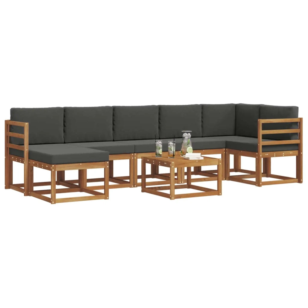Set di divani da esterno con cuscino 8 pcs Naturale e Antracite