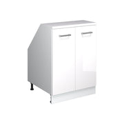 Mobile cucina sottotetto R-Line Bianco lucido/Bianco 60 cm con 2 porte, carcassa 60 cm profondità Vicco