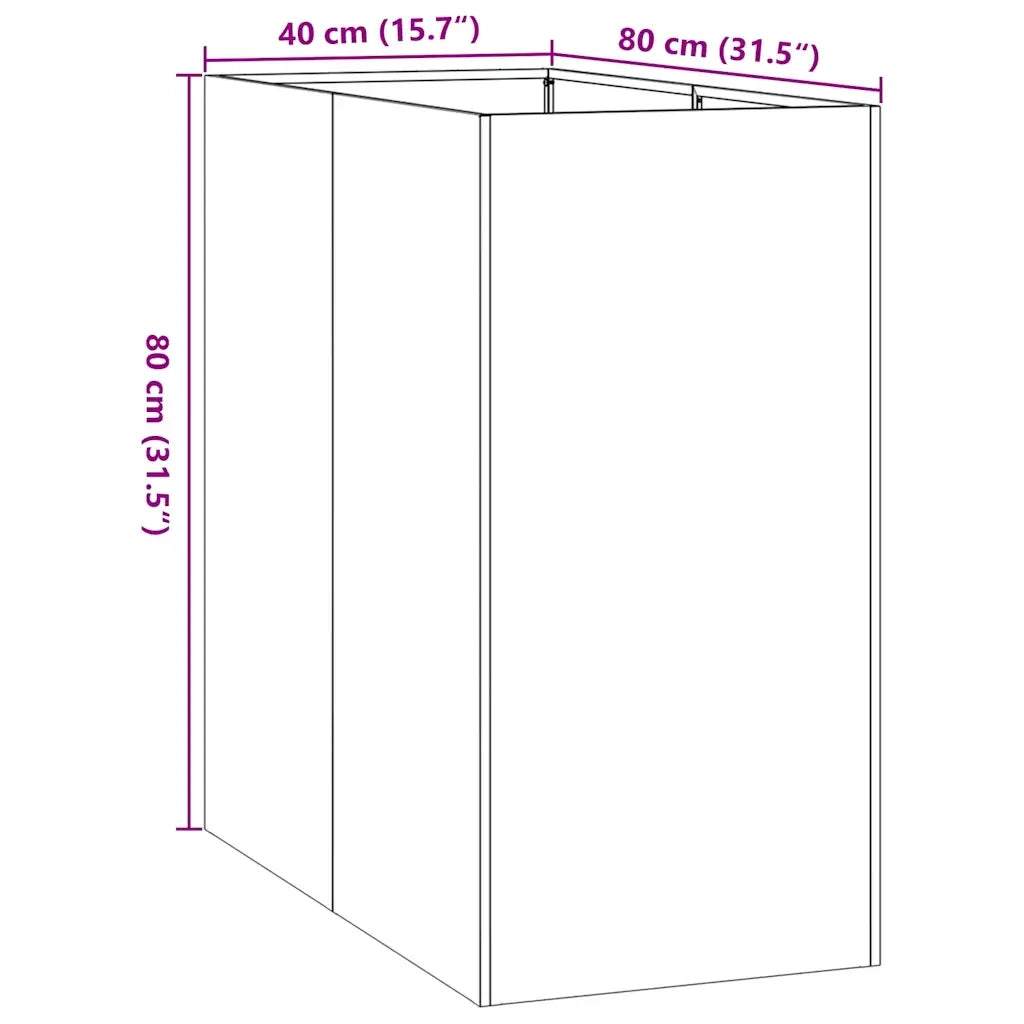 Fioriera-Vaso-Contenitore per Piante Verde Oliva 40x80x80 cm in Acciaio