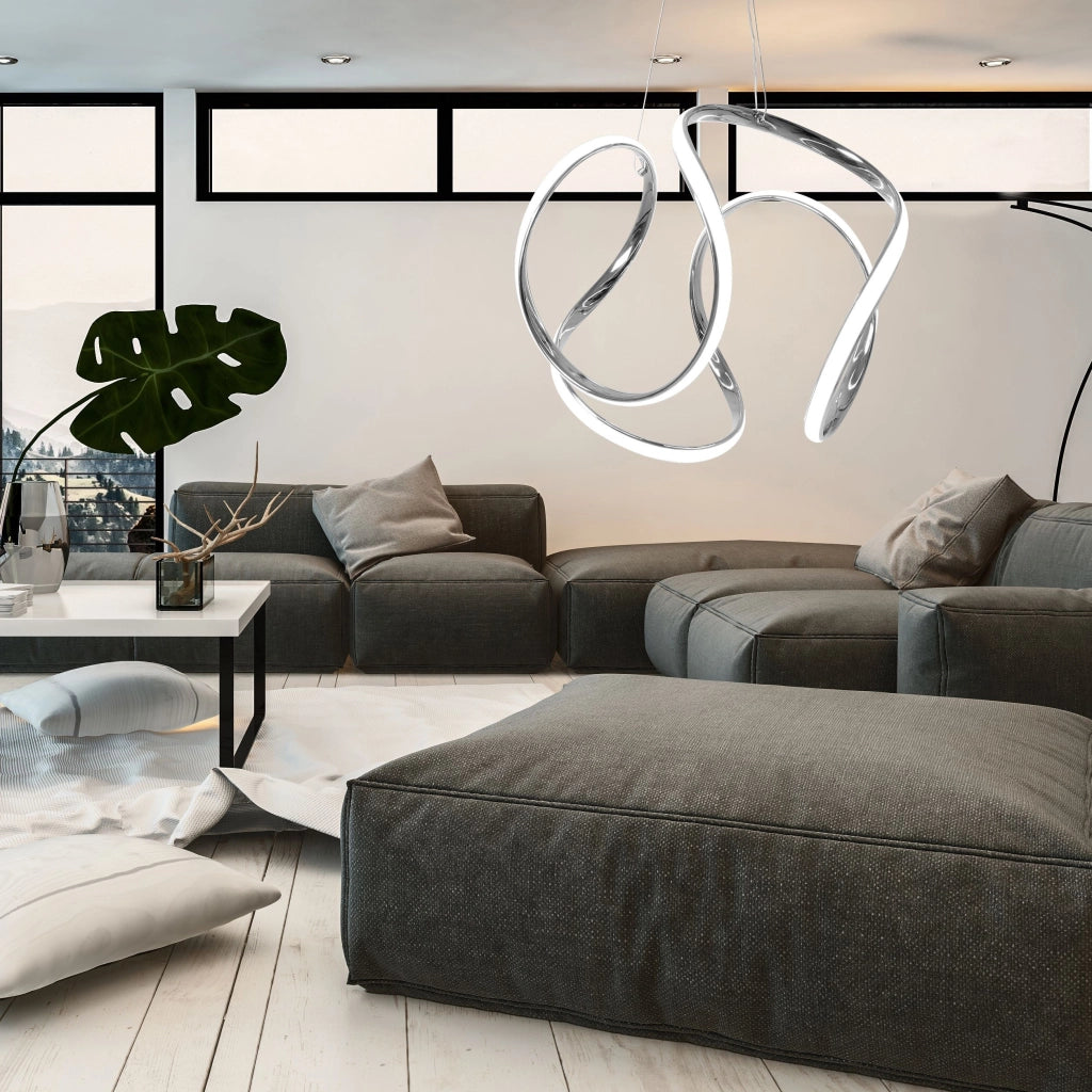 Lampada Da Soffitto Pensile Moderno Led Gold + Pilot Cromo App386-cp