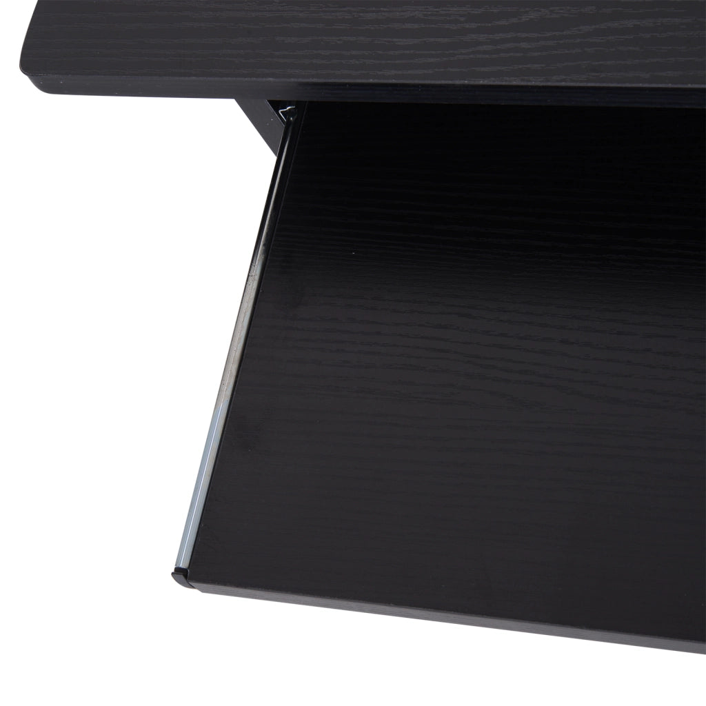 Scrivania PC Moderna in Legno con Ripiano per CPU e Spazio per Tastiera Estraibile, 80x45x75 cm, Nero