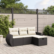 Set Divani da Giardino 4 pz con Cuscini Nero in Polyrattancod mxl 113896