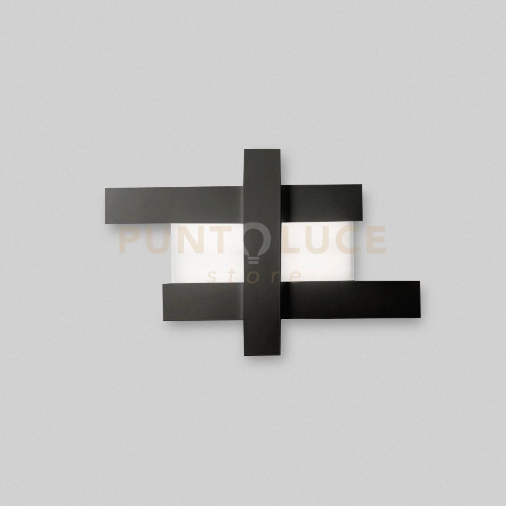 DOHA P/M - APPLIQUE COLORE NERO IN ALLUMINIO E METACRILATO A LED 3000K 3750LM 40W 84X55CM