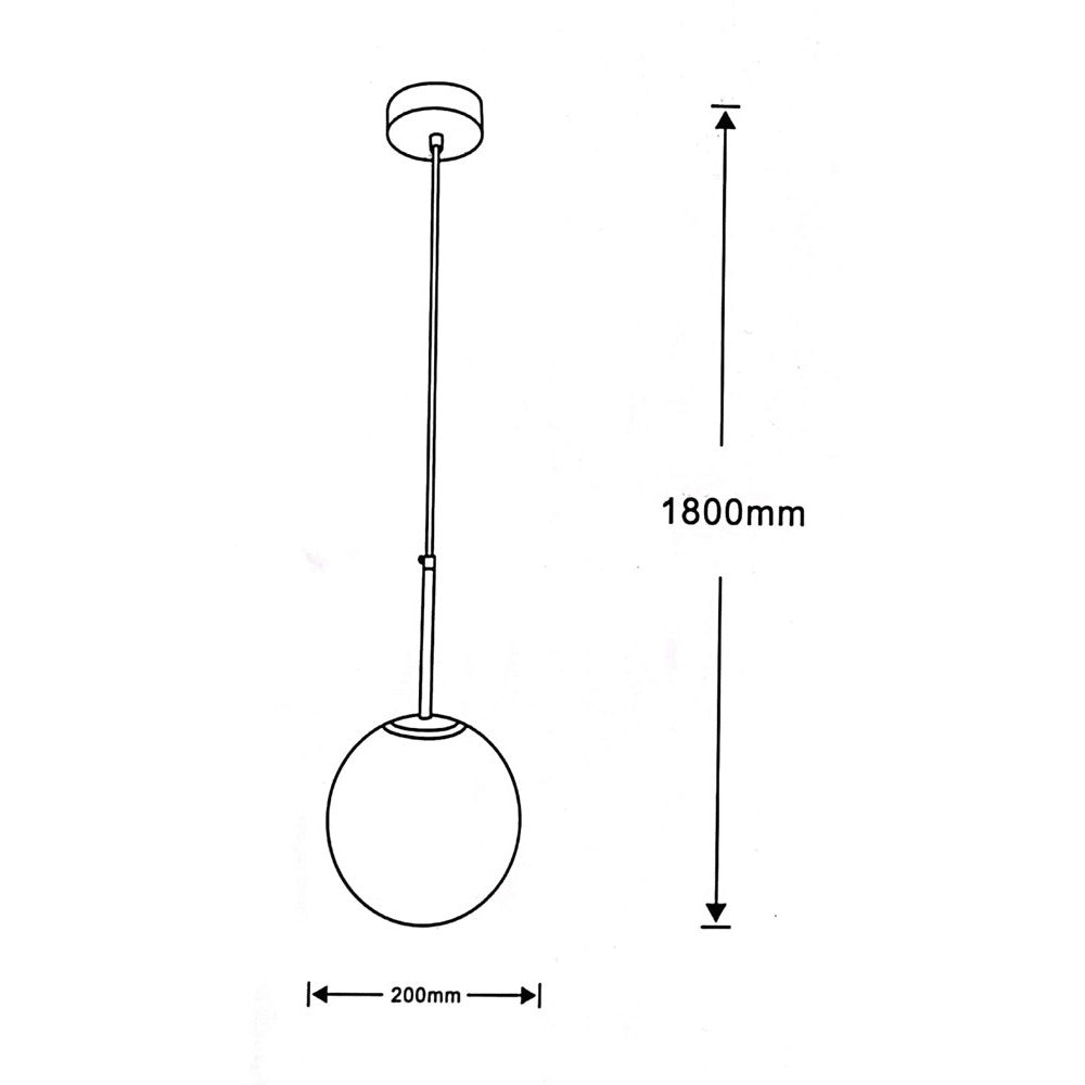 Trade Shop - Lampadario A Sospensione Argento Con Sfera Vetro Bianco Attacco E27 Minimal 33511 -