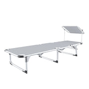 Lettino Pieghevole Prendisole Con Tettuccio Parasole Schienale Reclinabile Regolabile in 6 Posizioni Sedia Sdraio Per Spiaggia Mare Giardino Piscina 187 x 59 x 29 Cm Grigio