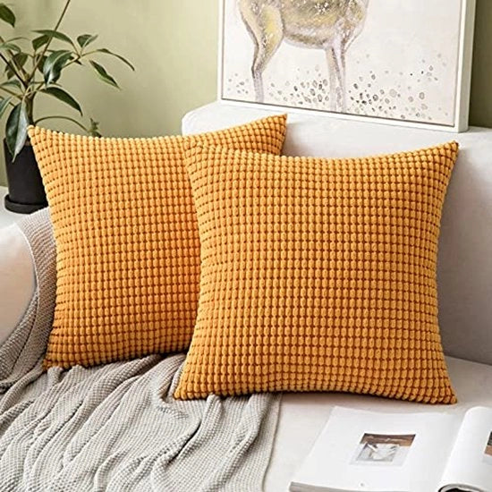 Set di 2 cuscini in corduroy decorativi copricuscino cuscino decorativo per divano copricuscino decorativo morbido per soggiorno e camera da letto 40x40 cm, 16x16 pollici arancione