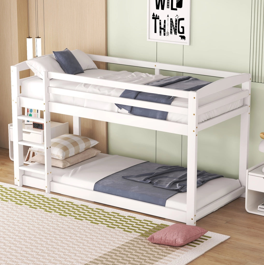 Letto a castello basso 90x200 cm in legno di pino bianco