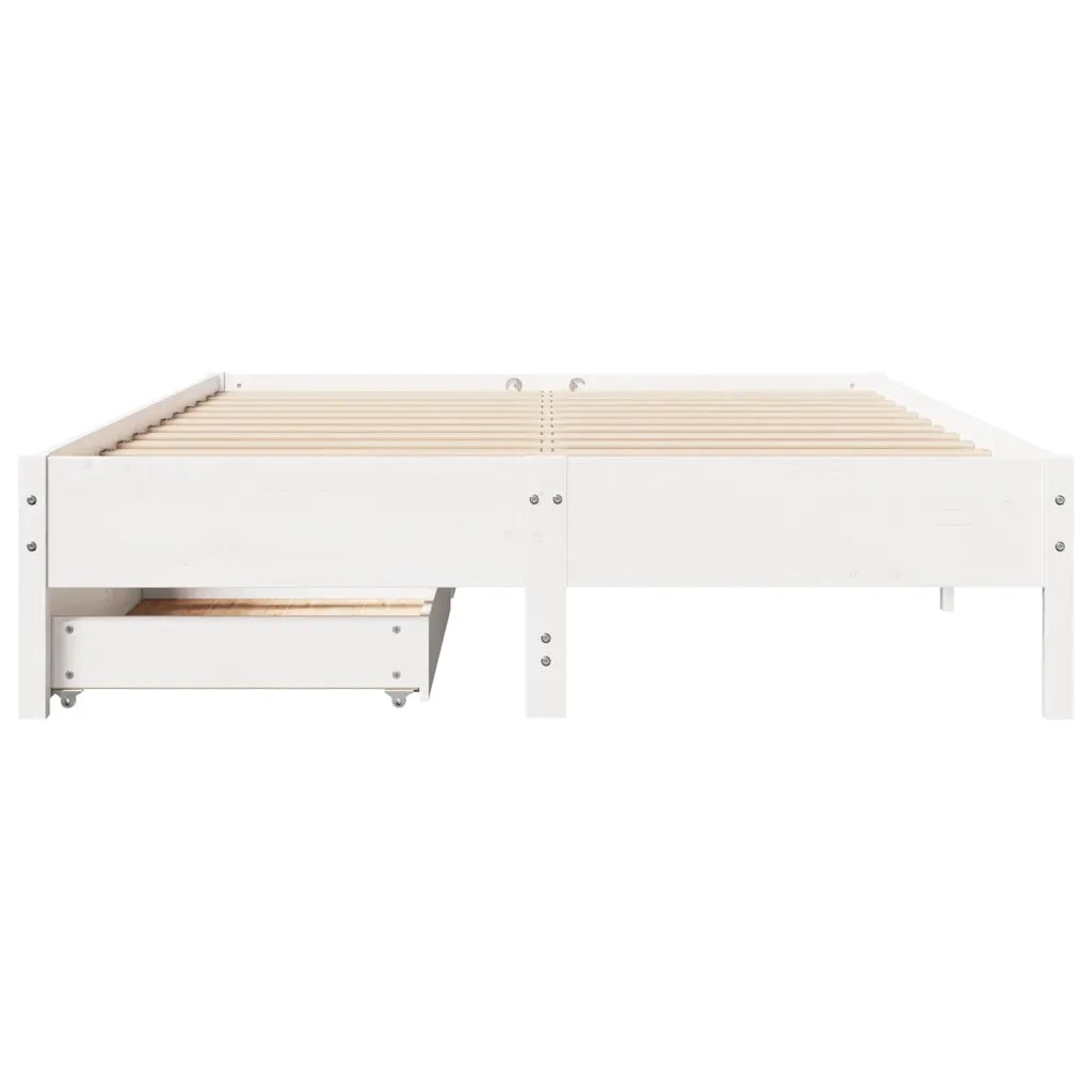 Letto senza Materasso Bianco 150x200 cm Legno Massello di Pino 3301708