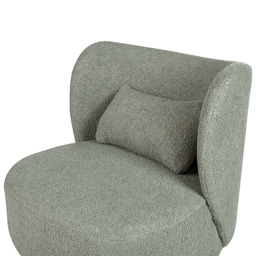Poltrona da salotto con schienale curvo boucle verde stile glam elegante soggiorno