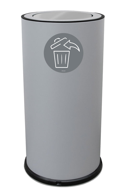 Pattumiera Per Raccolta Differenziata Ø35xh72 cm In Acciaio Verniciato con Coperchio Basculante Grigio