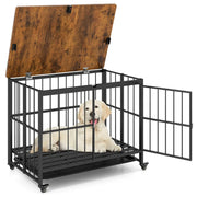 Trasportino pieghevole per cani con vassoio rimovibile 97 x 64 x 75 cm sicuro e facile da pulire in legno ingegnerizzato nero 20_0017918