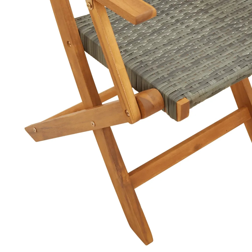 Set da Bistrot 3 pz | Set Salotto da Giardino Grigio in Polyrattan e Legno Massello