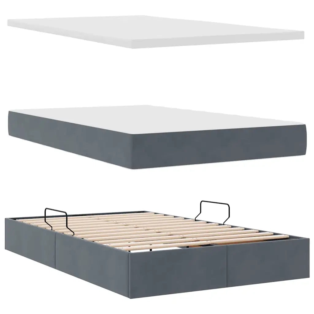 Letto con contenitore LED e materasso Grigio Scuro 120 x 200 cm