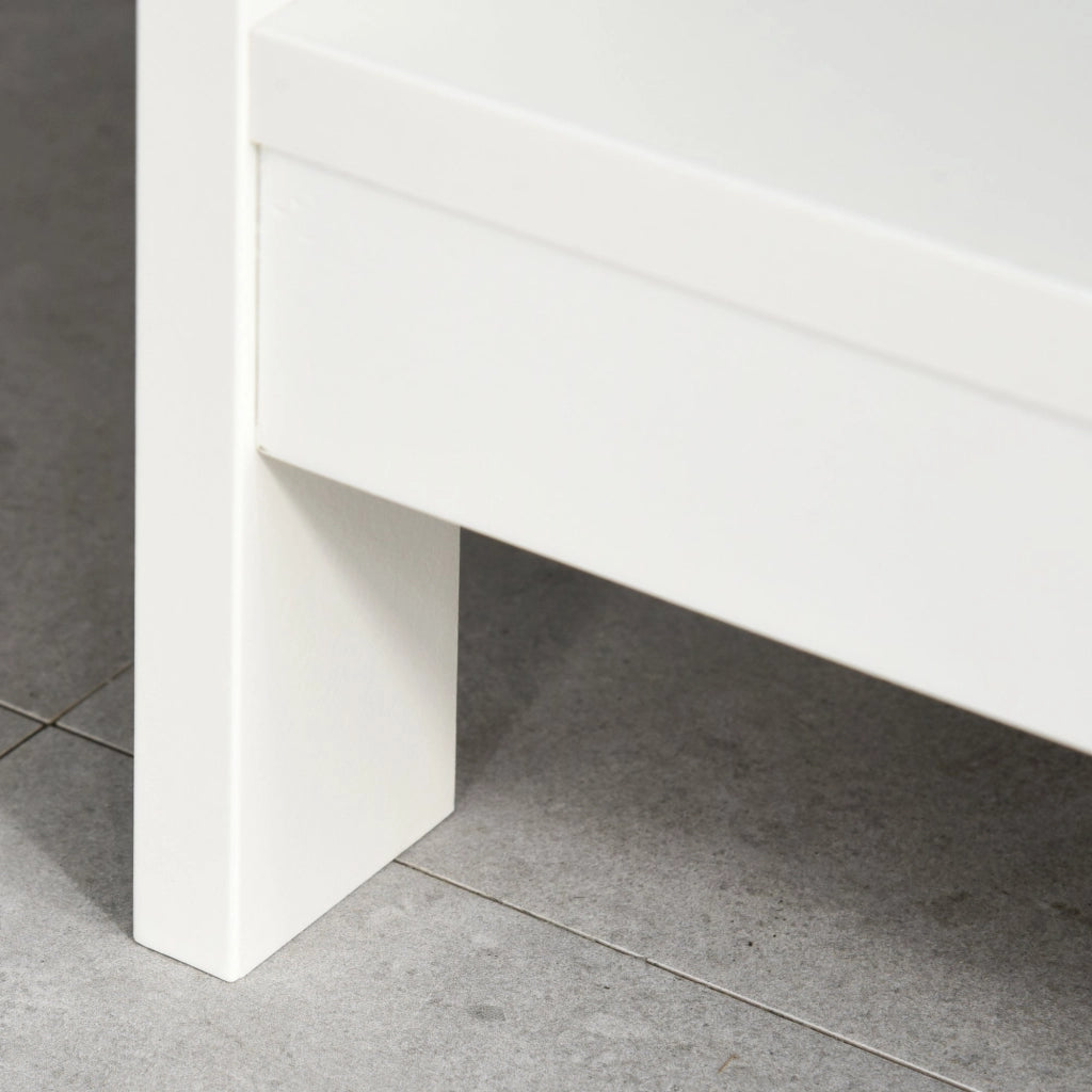 EasyComfort Tavolo Consolle con 2 Cassetti e 2 Mensole, Consolle Ingresso e Soggiorno in MDF, 100x30.5x80cm, Bianco