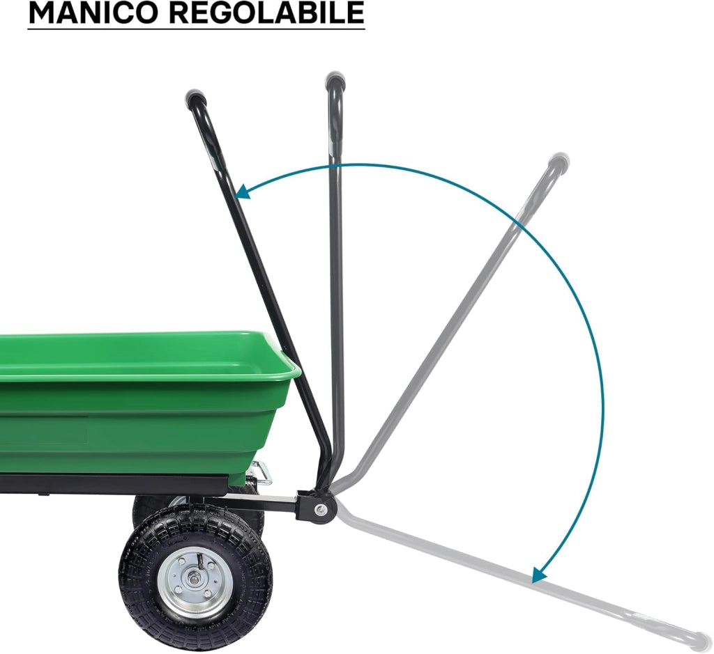 Carrello da giardino ribaltabile, capacità 75 l, portata max 240 kg, Carretto a mano Carriola