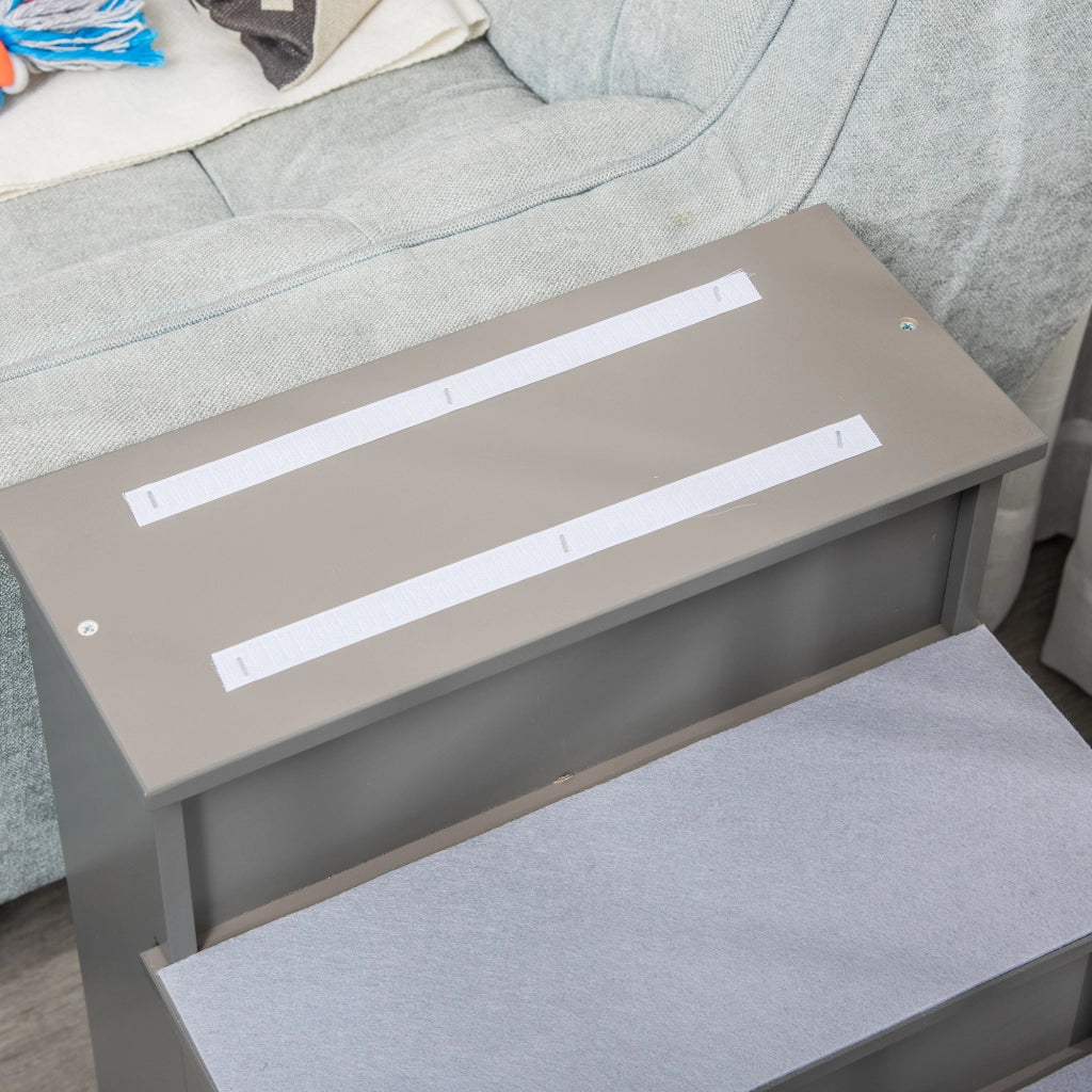 Scala per Animali Domestici a 4 Gradini in MDF con Tappetini Antiscivolo, Grigio, 40 x 59 x 54,2 cm