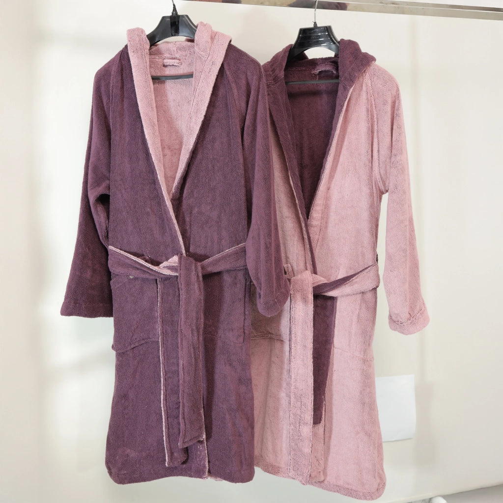 Sefane, Accappatoio 100% Cotone con Cappuccio Reversibile, Rosa