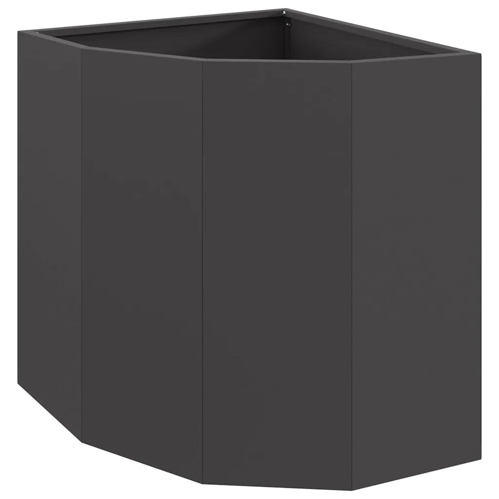 Fioriere | Cassetta per fiori | Vaso d'angolo Nero 45 x 45 x 50 cm Acciaio