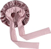 Schiacchiatura per capelli con bordo ampio e cintura elastica regolabile, grande cappuccio di cotone - colore marrone rossiccio