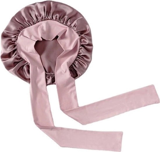 Schiacchiatura per capelli con bordo ampio e cintura elastica regolabile, grande cappuccio di cotone - colore marrone rossiccio