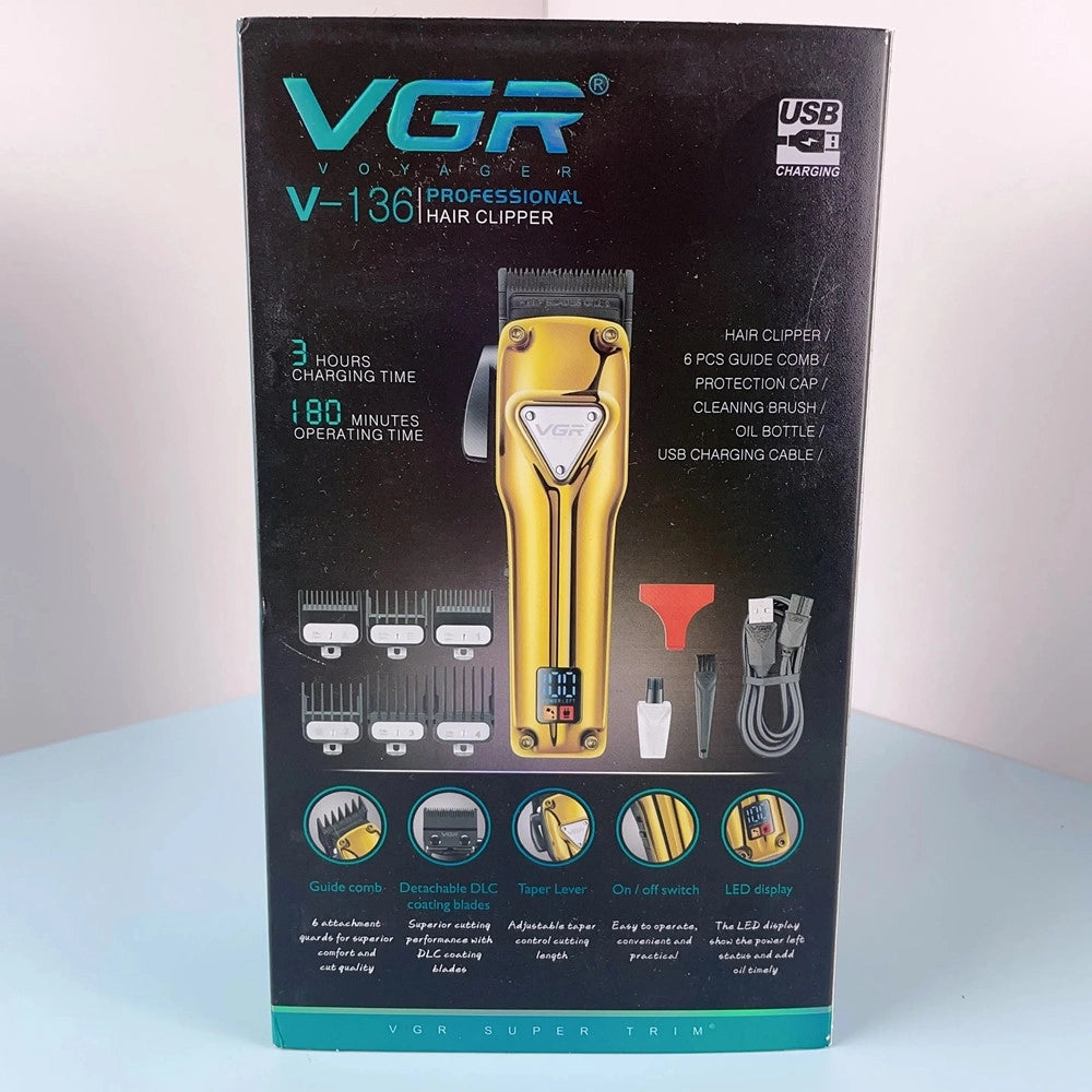 Tagliacapelli In Metallo Senza Fili Professionale Ricaricabile Usb Display V-136