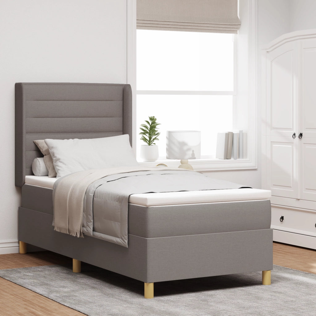 Letto con Reticolo e Materasso Tortora 100x200 cm Tessuto
