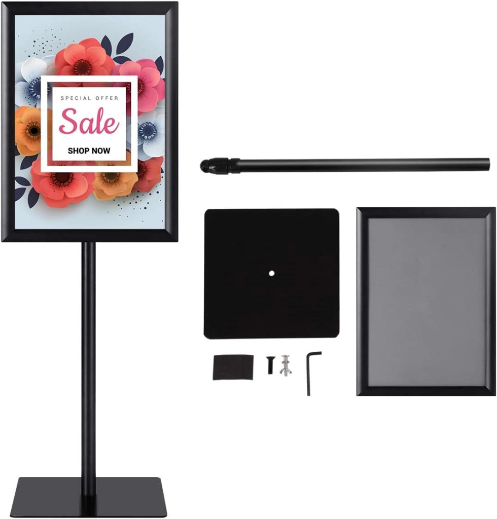 Espositore formato DIN A4, regolabile in altezza e girevole, espositore con copertura in PVC trasparente, supporto informativo con piastra di base (argento, 2)
