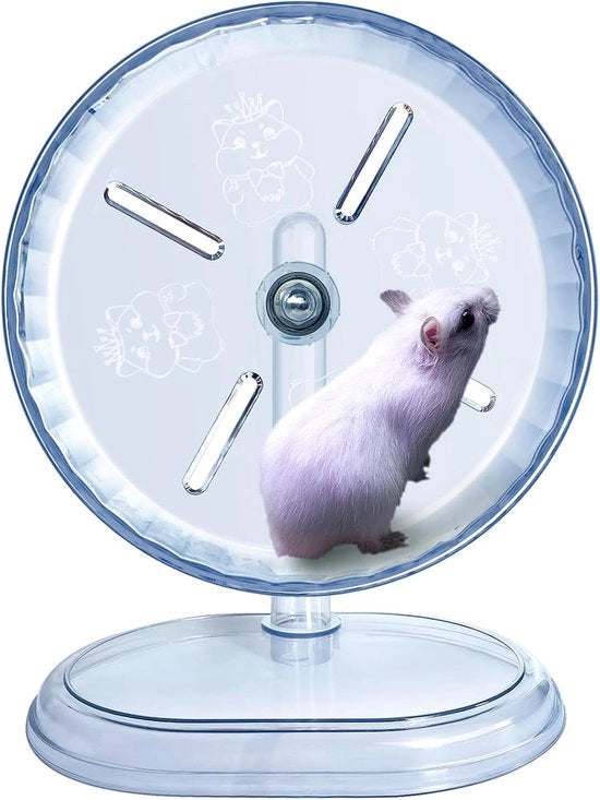 Wiel Oefen per Piccoli Animali con Ruota Silenziosa e Struttura Regolabile - Bianco - 7 pollici