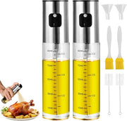 Set di 2 pennelli per olio per olio di oliva e aceto, pennello per olio di oliva in vetro, pennello preciso per salate, grigliate, con scala e cucchiaio