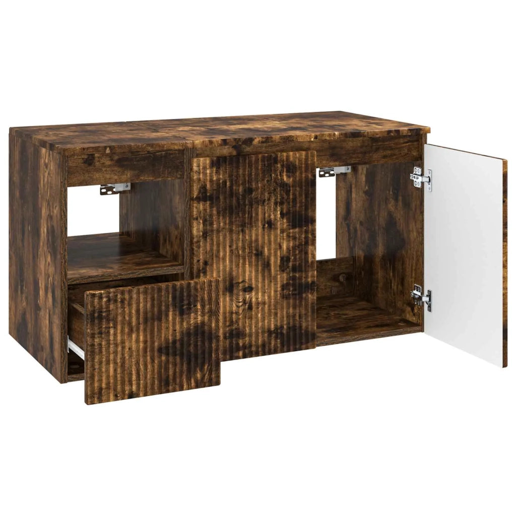 Set di mobili per il bagno 2 pz Rovere Fumo 3404119